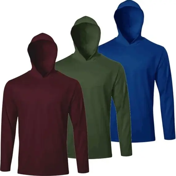 Men UPF 50+ Sun Protection Hoodie Long Sleeve T Shirts Pack Quick Dry Shirt