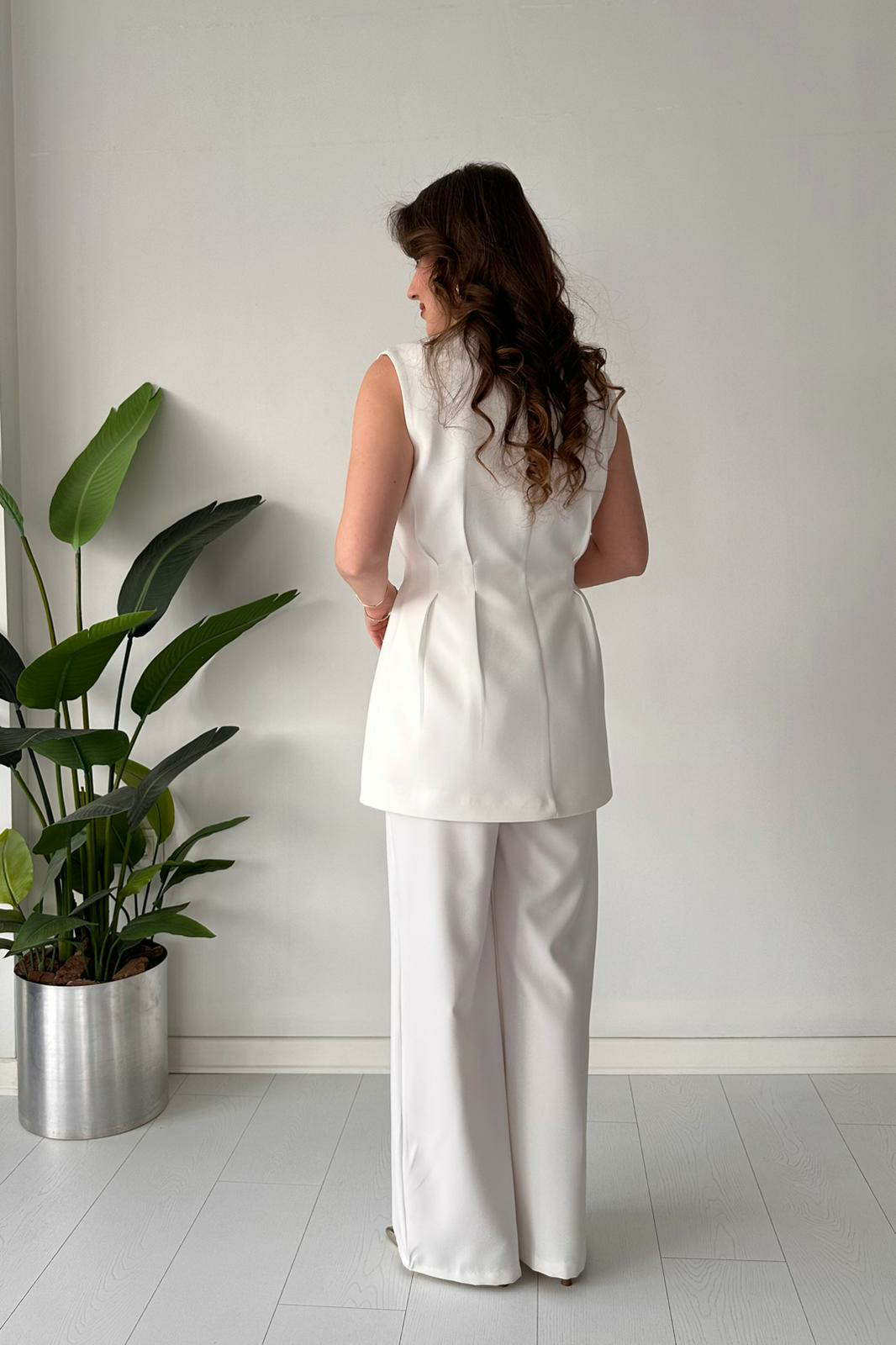 Pinstripe Pleated 2-Piece Blazer & Pants Set – Modern Fit