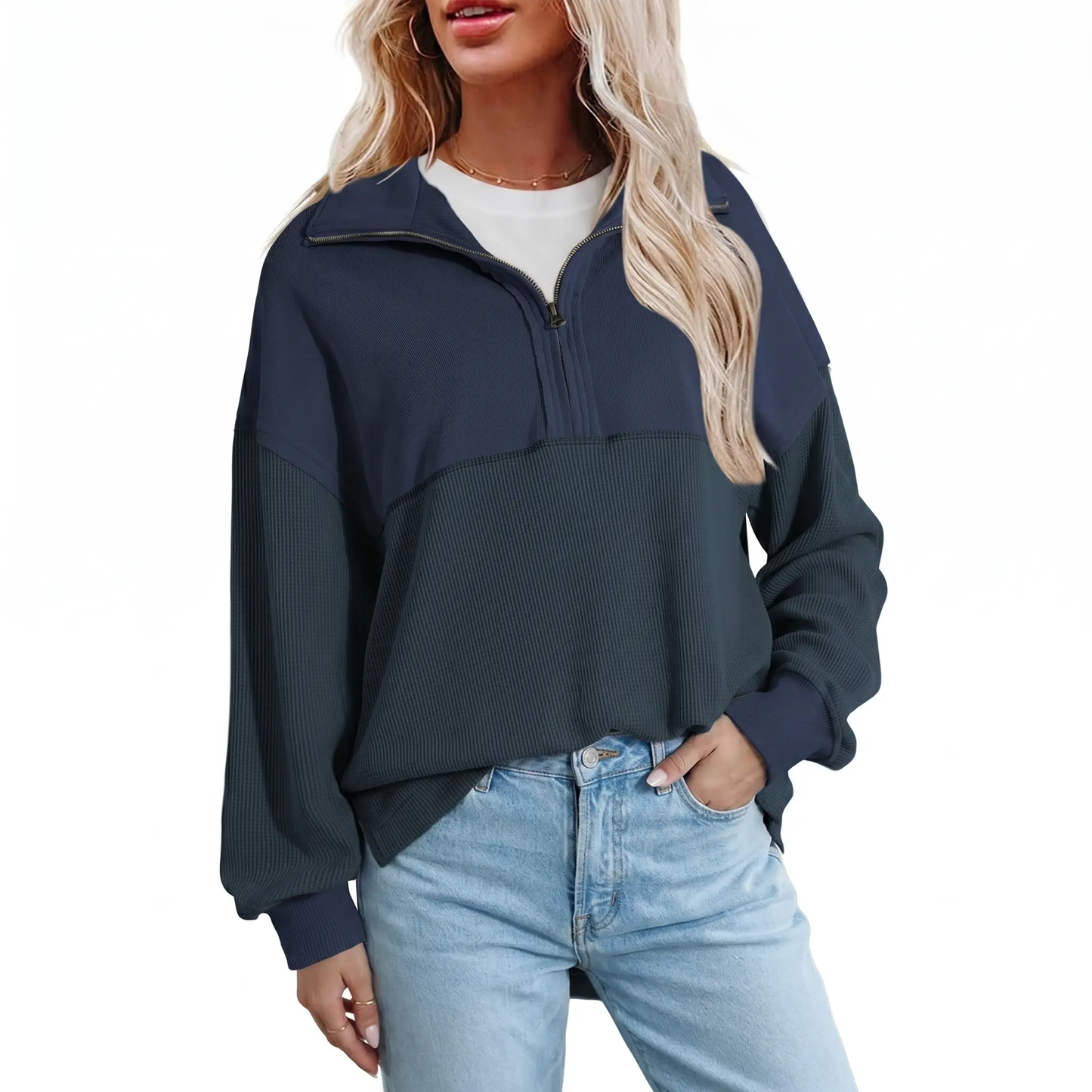 Women's Half-Zip Waffle Knit Tops