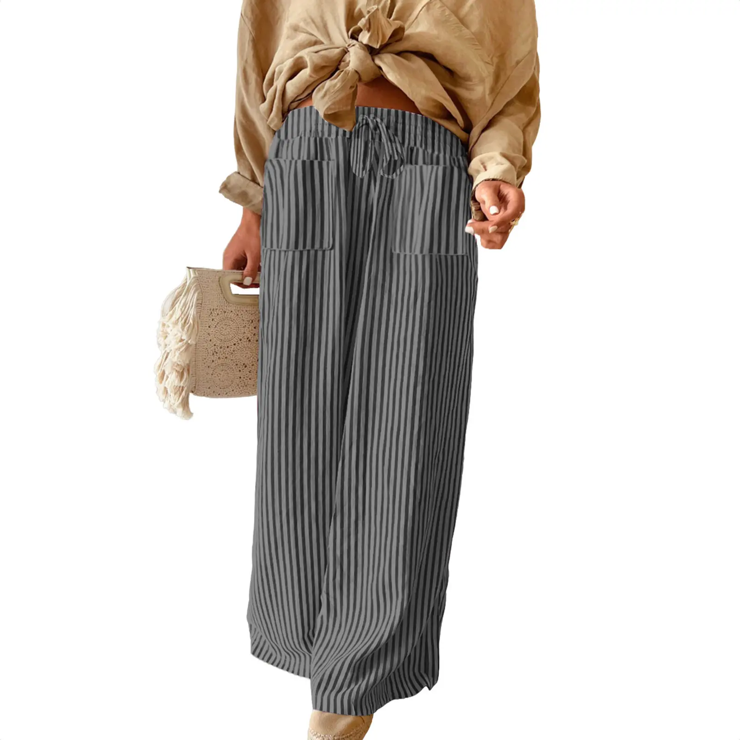 Womens Plus Size Wide Leg Pantswith Pockets