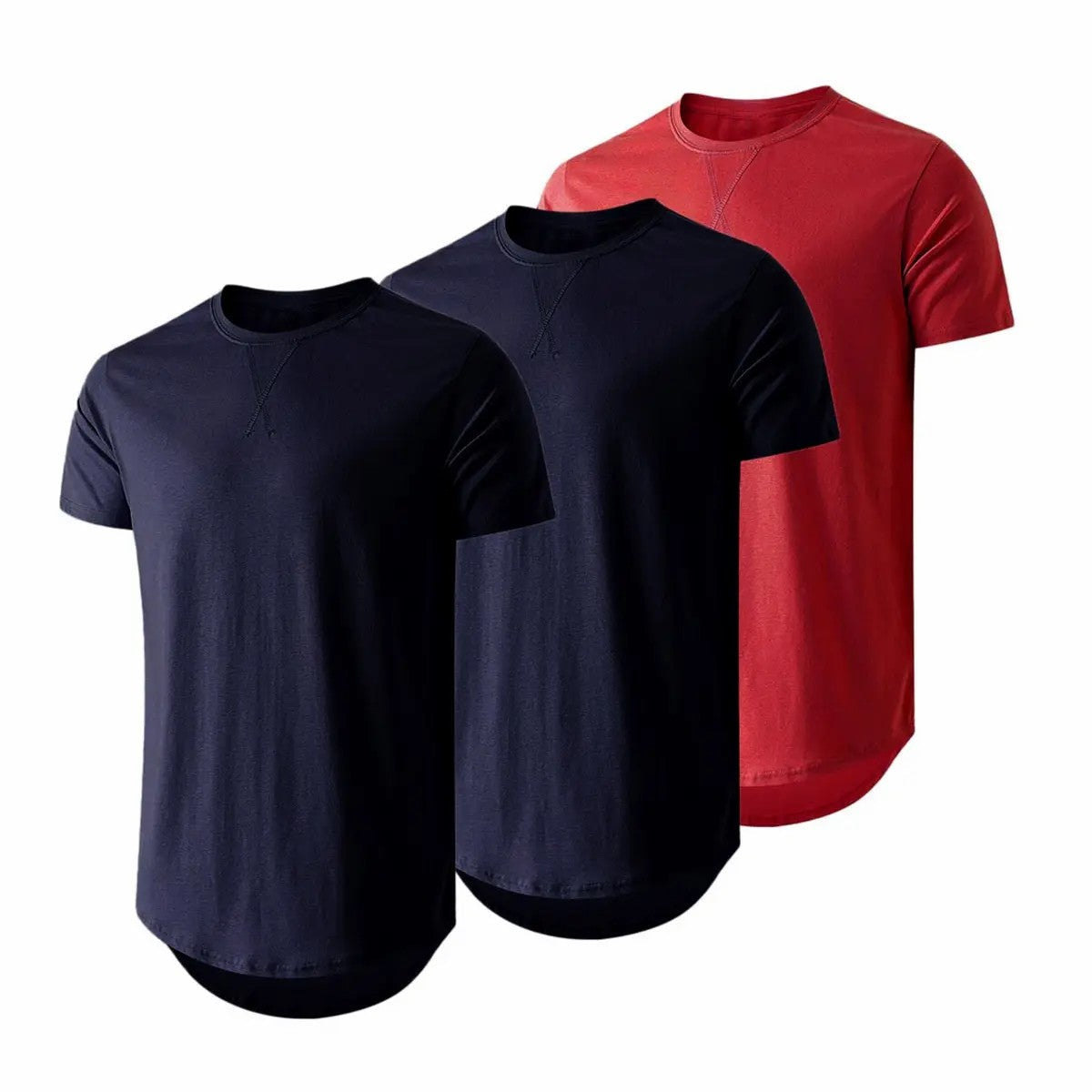 Mens 3 Pack Cotton Hipster Hip Hop Longline Crewneck T-Shirt