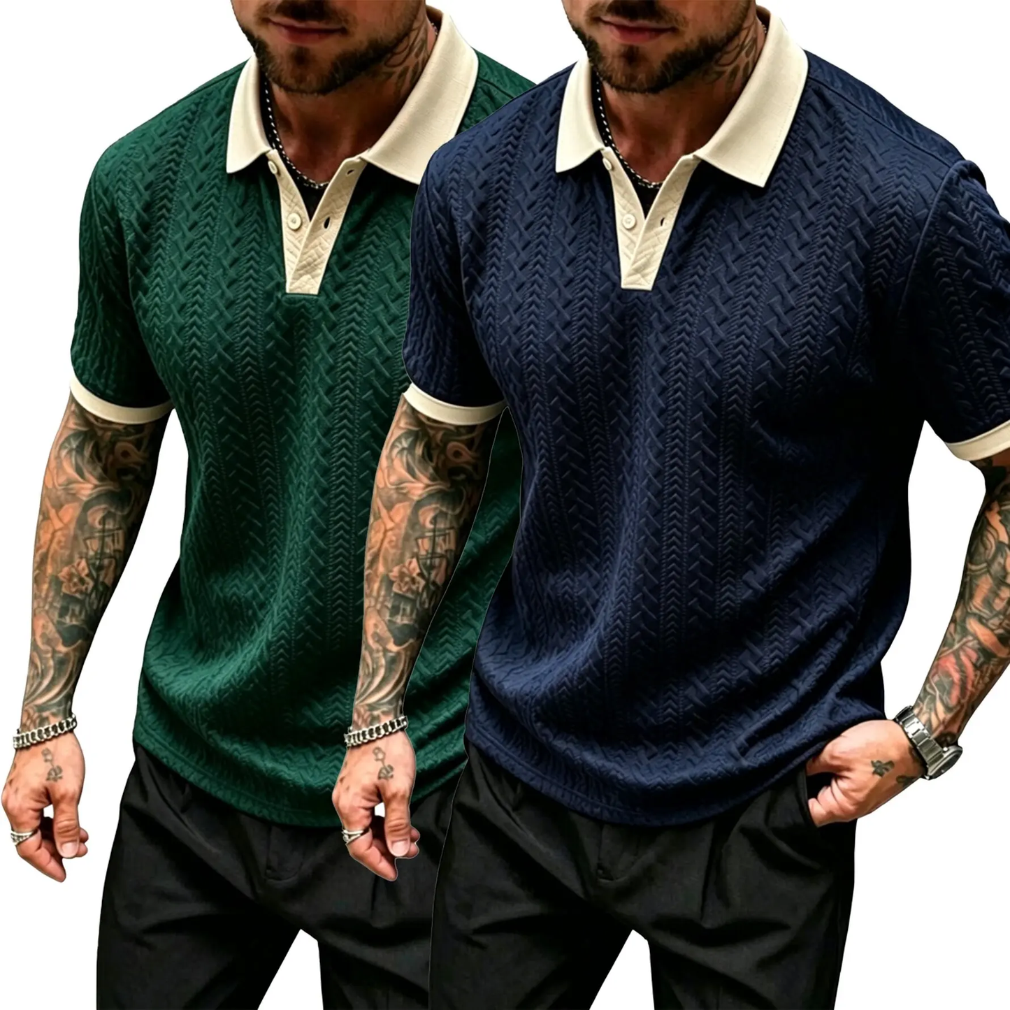 Men's Contrast Knit Polo Shirt