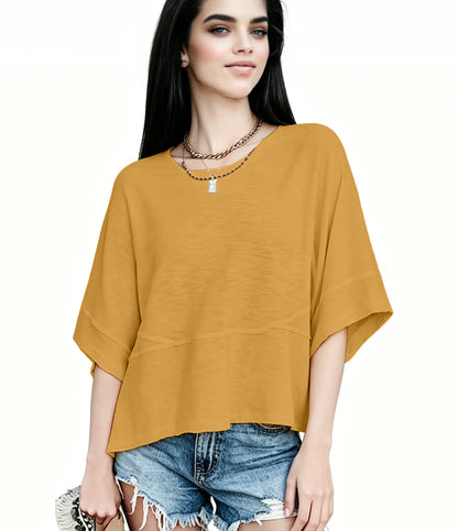 Women's Summer Casual Crewneck Batwing Half Sleeve T-Shirts
