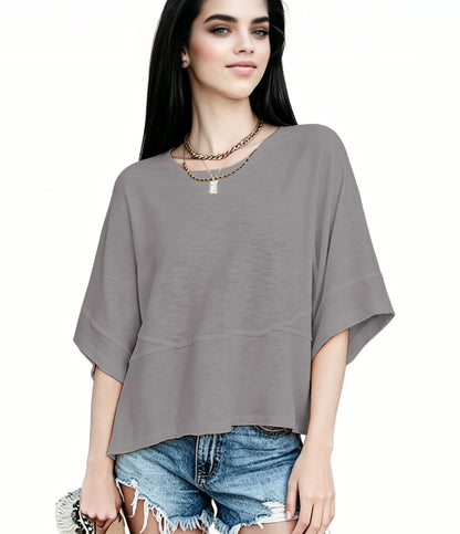 Women's Summer Casual Crewneck Batwing Half Sleeve T-Shirts