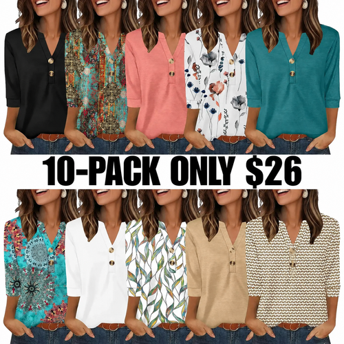 Womens Tops 3/4 Sleeve Heley Shirts for Women Summer Fashion Blouses
