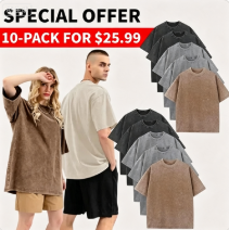 Men’s Plus Size 100% Cotton Acid Wash Oversized Heavyweight Vintage T-Shirt