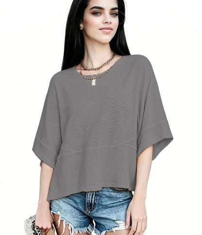 Women's Summer Casual Crewneck Batwing Half Sleeve T-Shirts