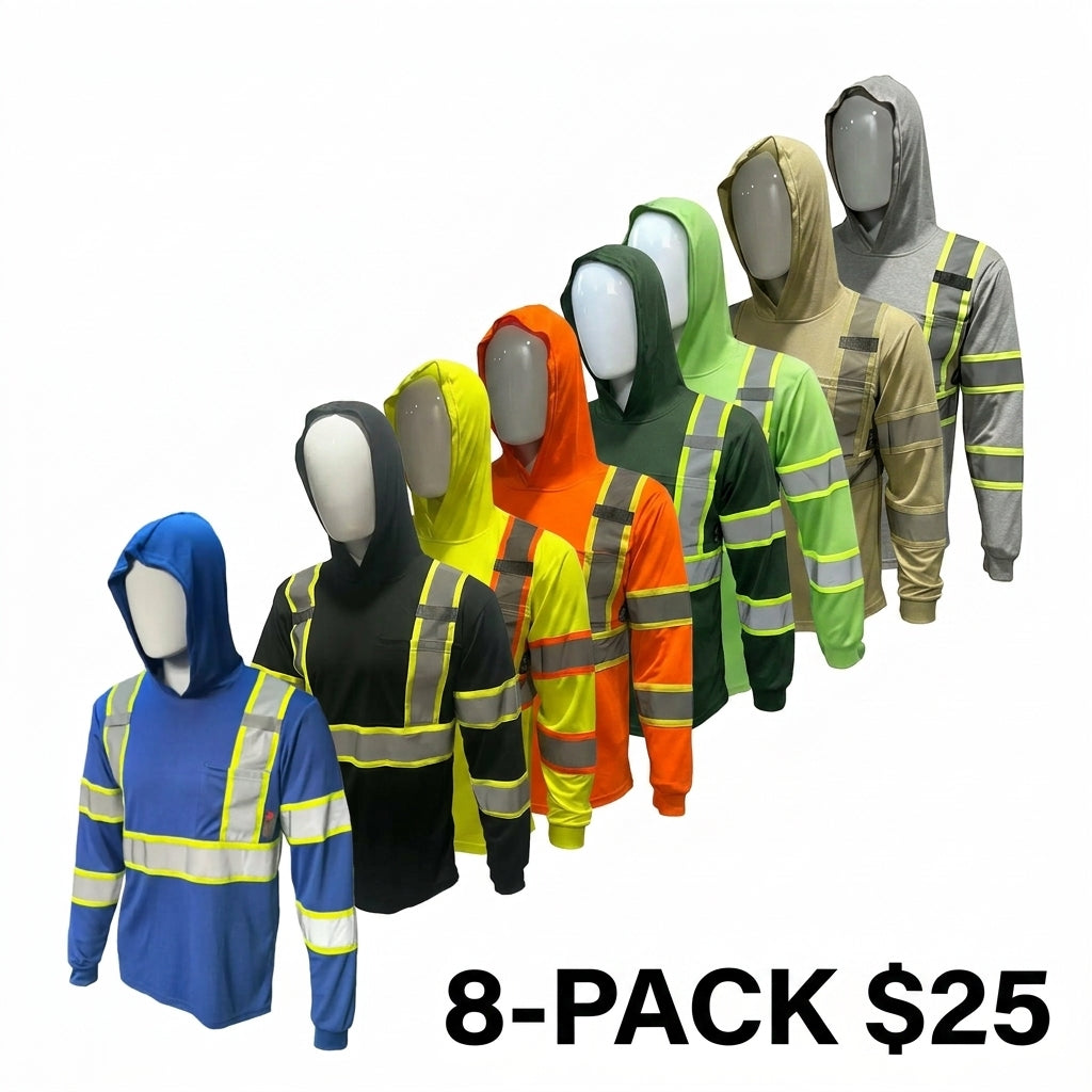 5 PACK SHIRT ST908 High Visibility Hoodie Long Sleeve Safety Shirt