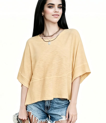 Women's Summer Casual Crewneck Batwing Half Sleeve T-Shirts