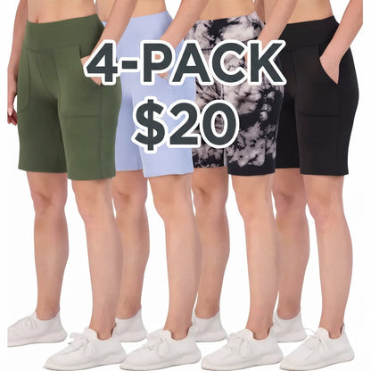 Women's 9" Bermuda Long High Waisted Shorts with Pockets Casual Workout Athletic (Available in Plus)