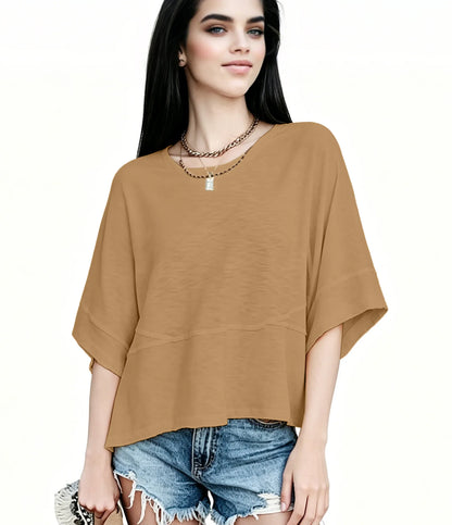 Women's Summer Casual Crewneck Batwing Half Sleeve T-Shirts