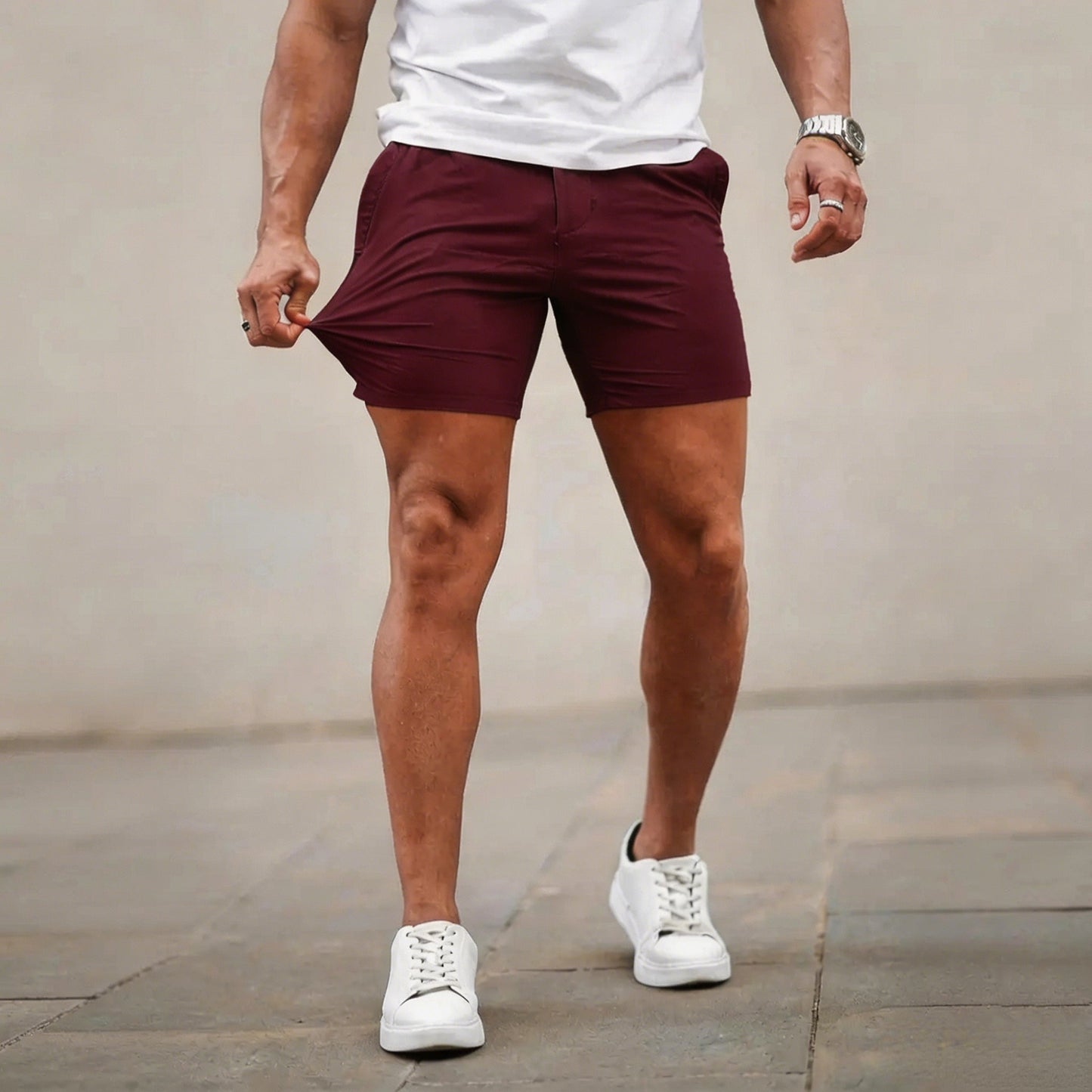 Men’s 5-Inch Slim Fit Stretch Chino Shorts – Casual Tapered Comfort Summer Shorts