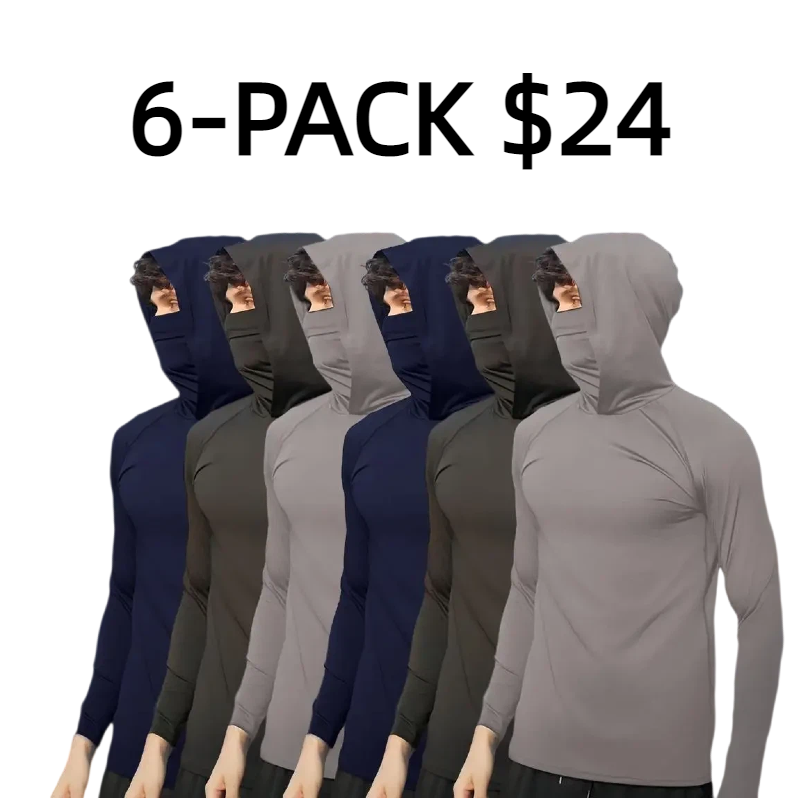 6-Piece Men's Casual Hoodie Pullovers UPF Sun Protection Soft Breathable