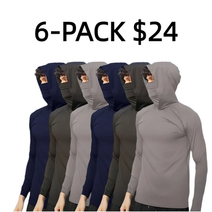 6-Piece Men's Casual Hoodie Pullovers UPF Sun Protection Soft Breathable