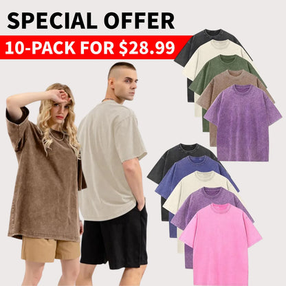 Men’s Plus Size 100% Cotton Acid Wash Oversized Heavyweight Vintage T-Shirt