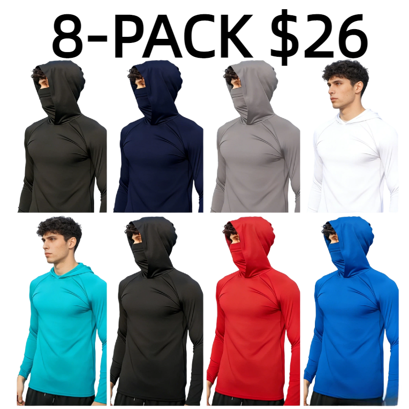 6-Piece Men's Casual Hoodie Pullovers UPF Sun Protection Soft Breathable