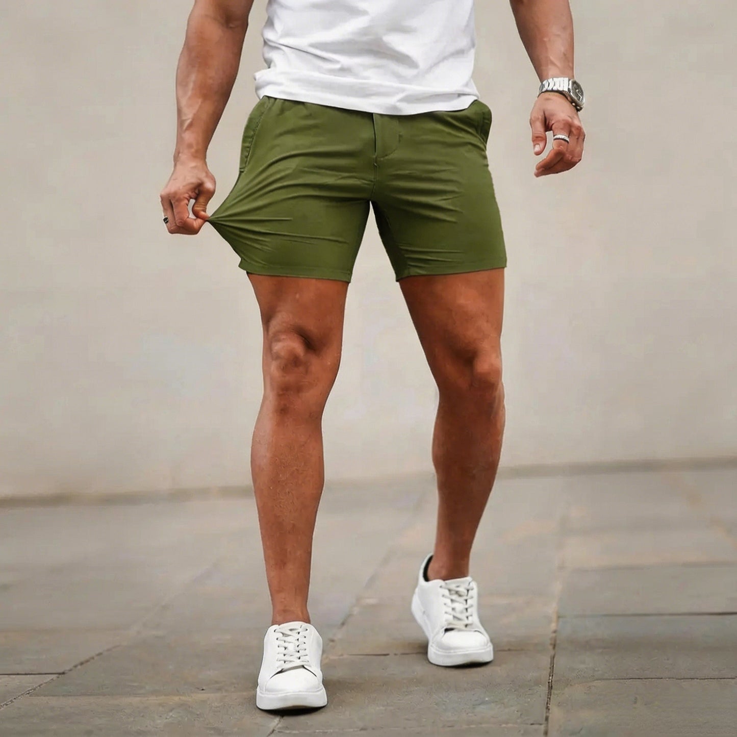 Men’s 5-Inch Slim Fit Stretch Chino Shorts – Casual Tapered Comfort Summer Shorts