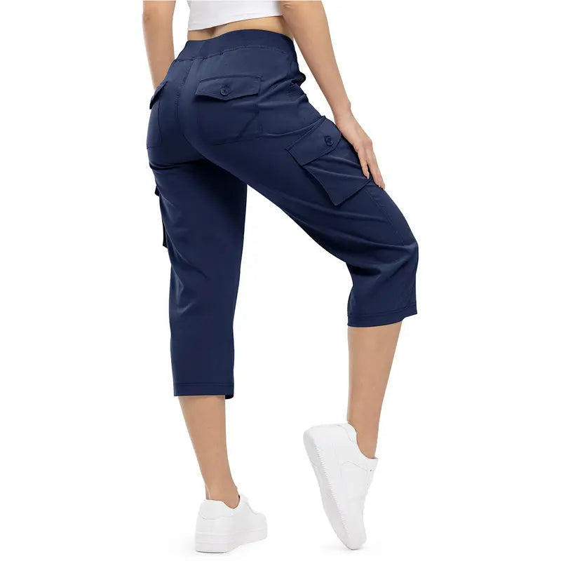 Women's Plus Size Cargo Capri Pants – Lightweight Loose Fit Summer Pants