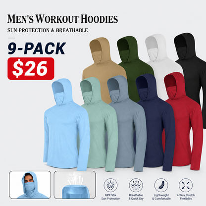 Men's Dry Fit Athletic Shirt Long Sleeve Fishing Hoodies Workout Tops