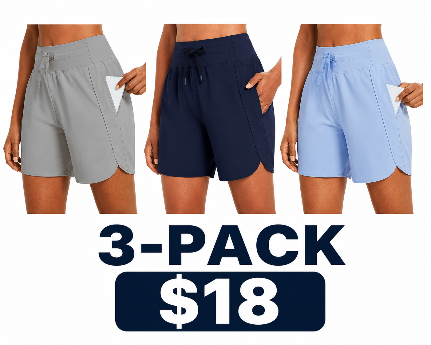 Women's High-Waist Quick Dry Athletic Shorts (3"/5"/7" Inseam)