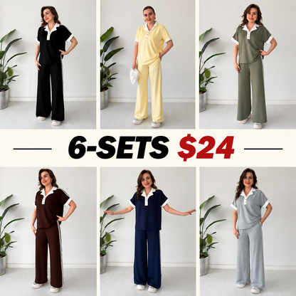 Women's Modal Knit Polo Lounge Set