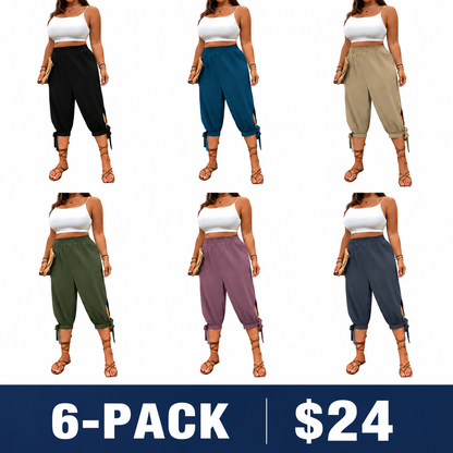 Plus Size Plain Capri Pants