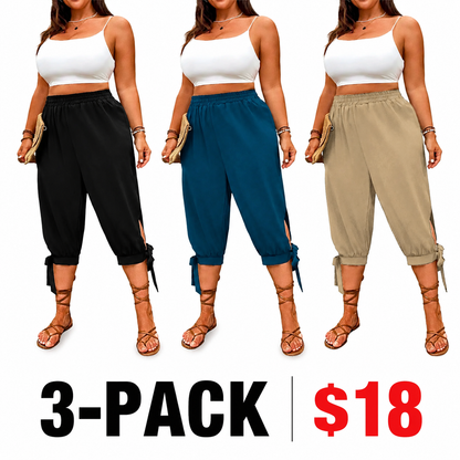 Plus Size Plain Capri Pants