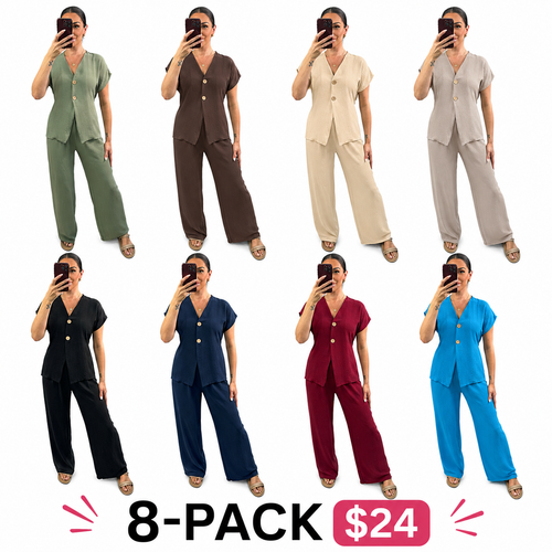 Women's Elegant Button Front Co-Ord Lounge Set