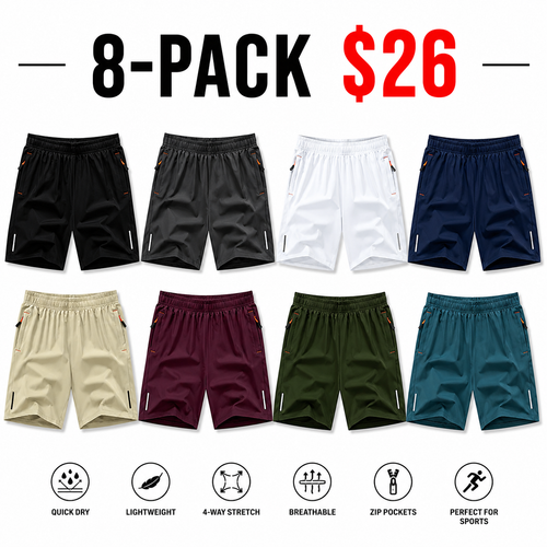 Men's 8-Pack Quick-Dry Athletic Shorts