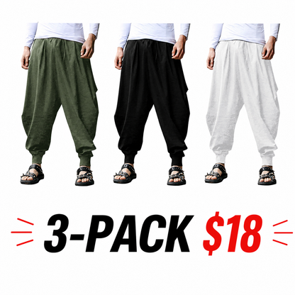 Men's Pants Hippie Harem Baggy Linen