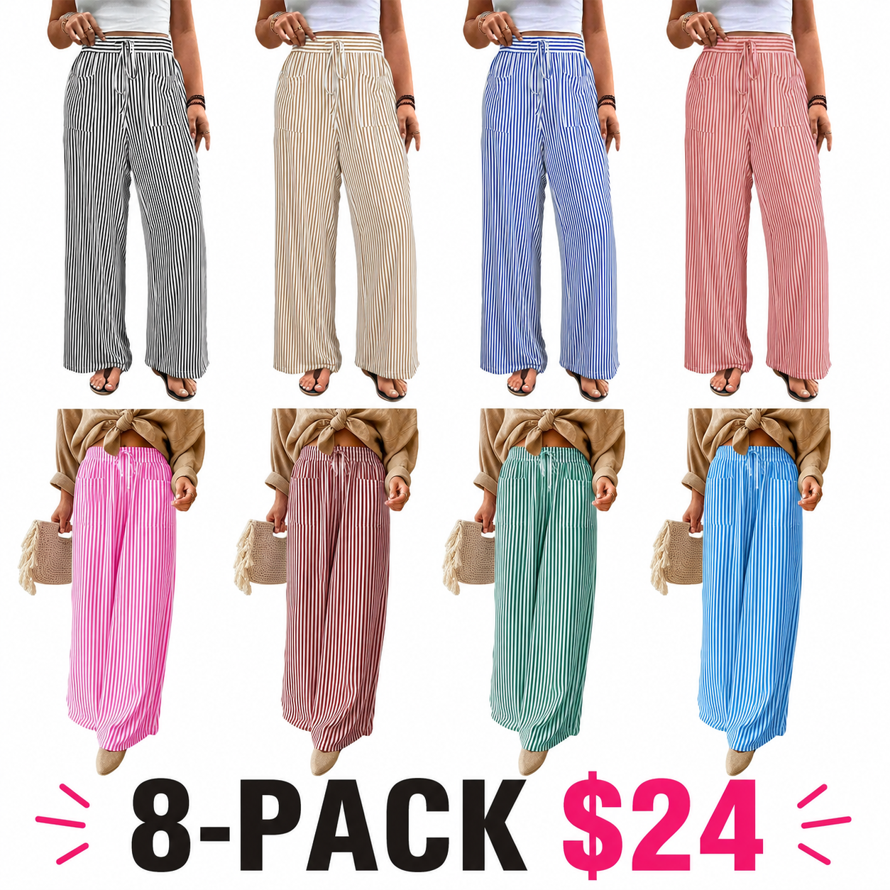 Womens Plus Size Wide Leg Pantswith Pockets