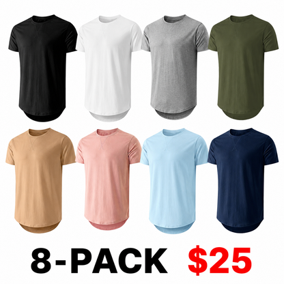 Mens 3 Pack Cotton Hipster Hip Hop Longline Crewneck T-Shirt