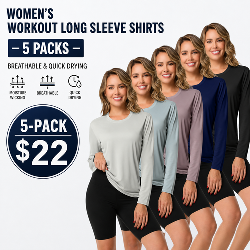 5-Pack Women's Long Sleeve Workout Shirts