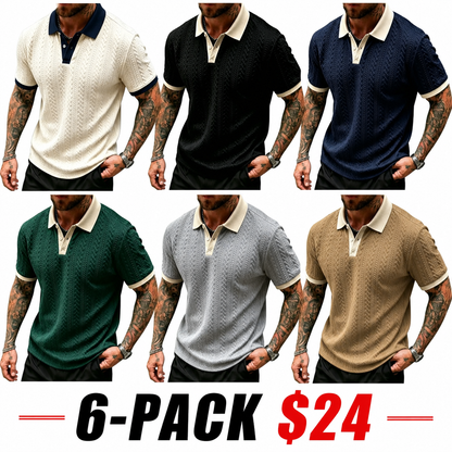 Men's Contrast Knit Polo Shirt