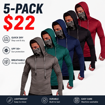 5-Pack Men's UPF 50+ Sun Protection Hoodie