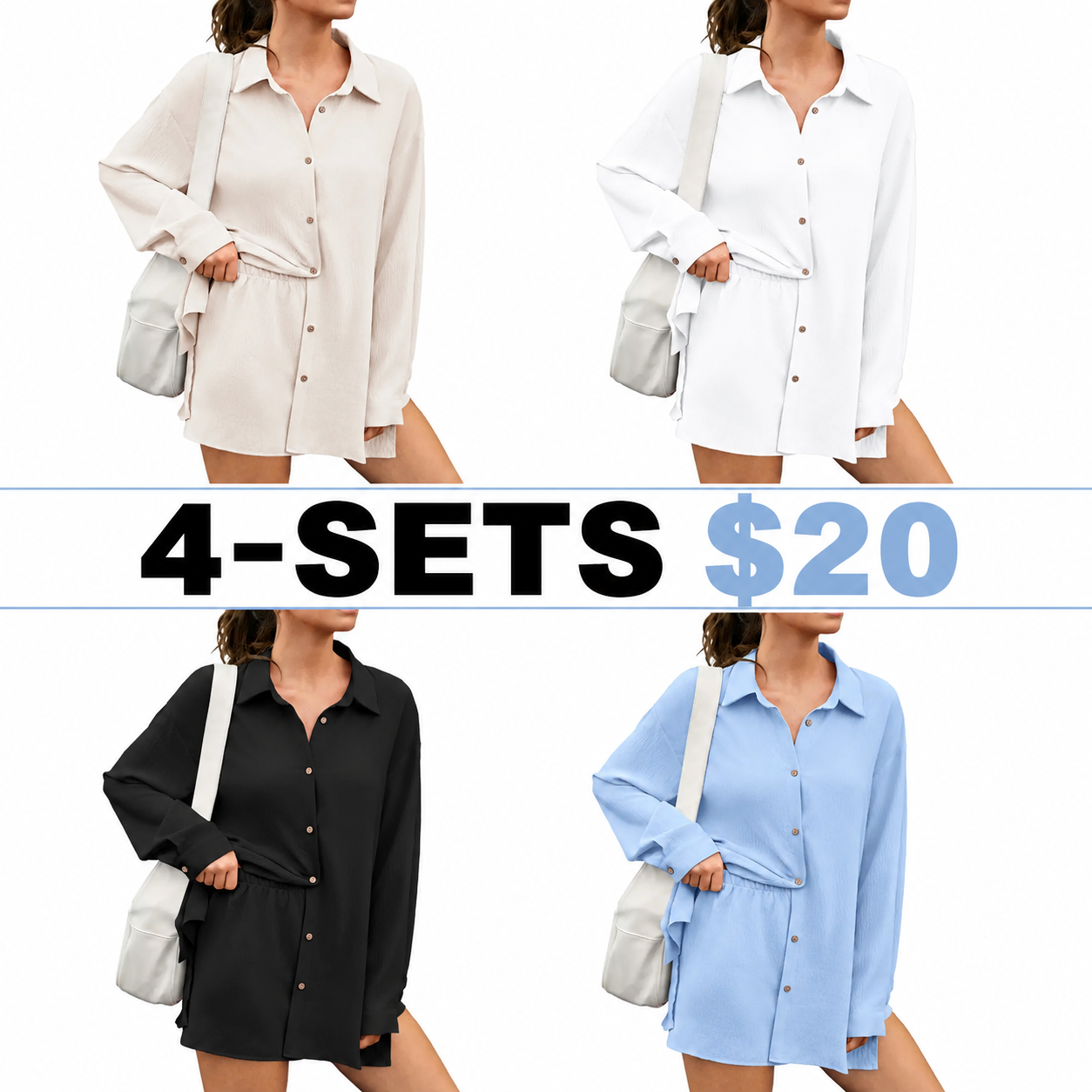 Women's 2 Piece Summer Gauze Shirt & Shorts Set - Casual Beach Vacation Outfit