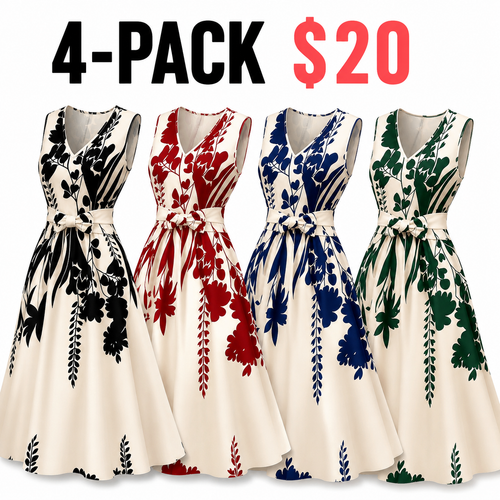 Women's Fashion Casual Chic Floral Print Sleeveless Dress