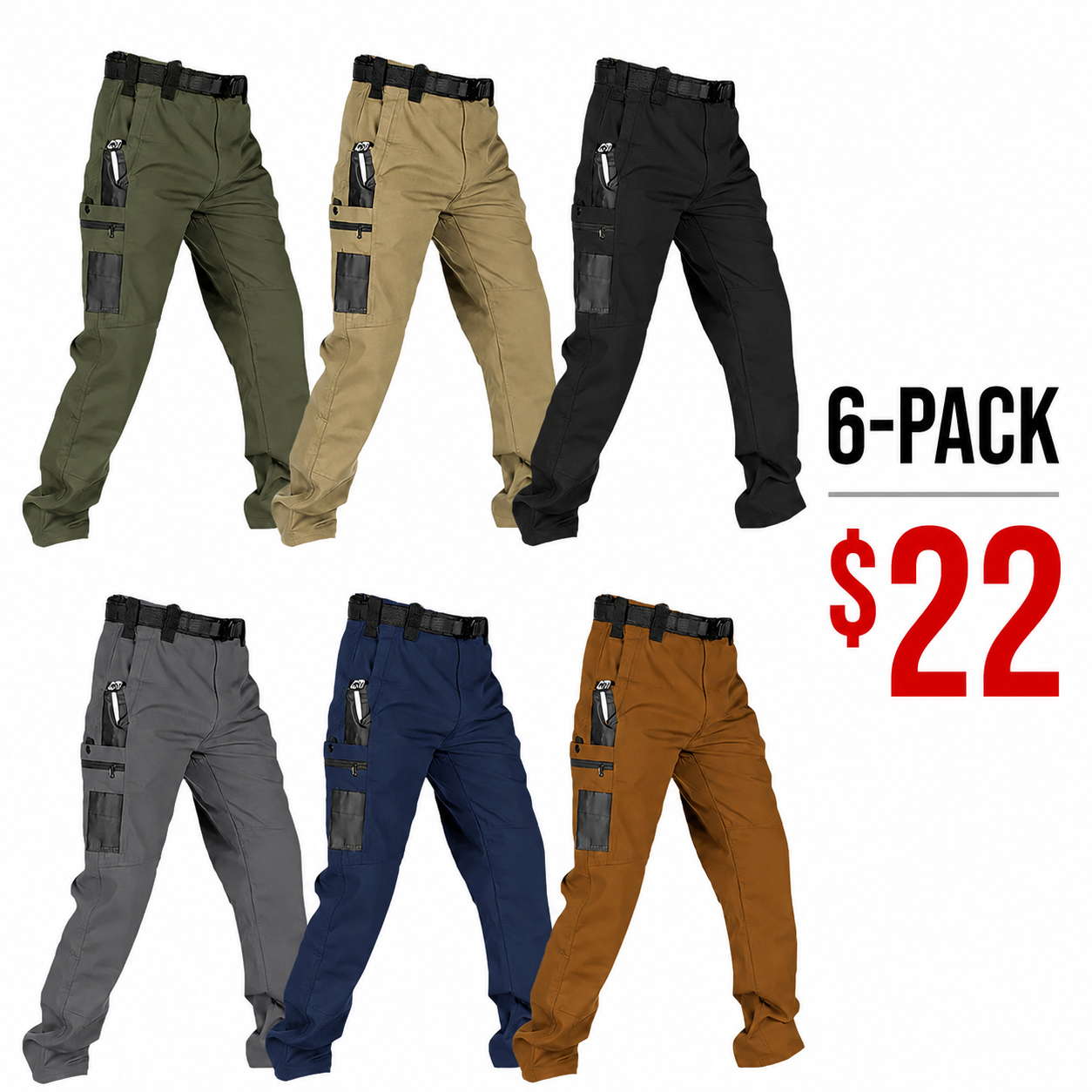 Men's Solid Color Waterproof Tactical Work Pants