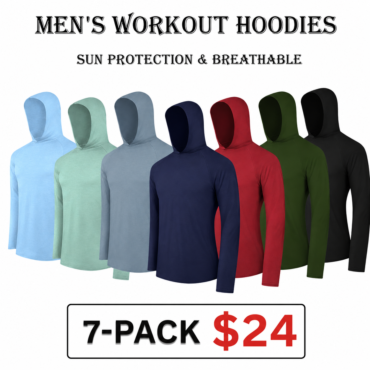 Men's Dry Fit Athletic Shirt Long Sleeve Fishing Hoodies Workout Tops