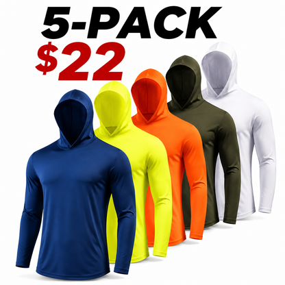 Men UPF 50+ Sun Protection Hoodie Long Sleeve T Shirts Pack Quick Dry Shirt