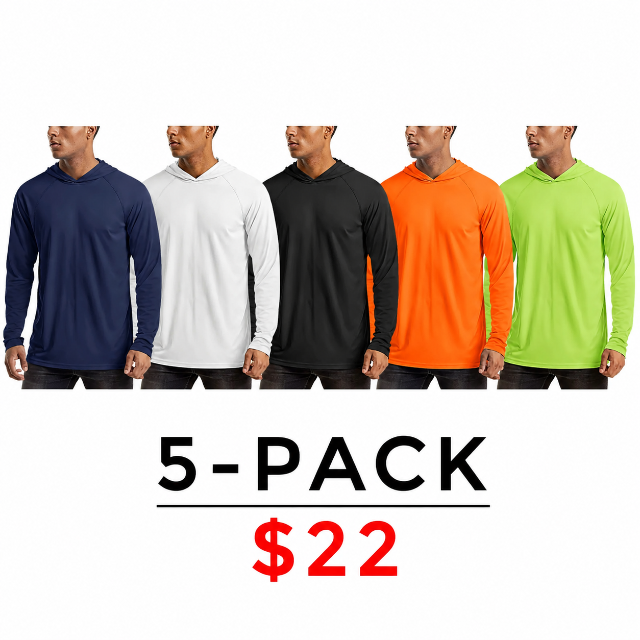 Men's Hooded UPF 50+ Long Sleeve Shirts Quick Dry Athletic Fishing Shirts Rash Guards