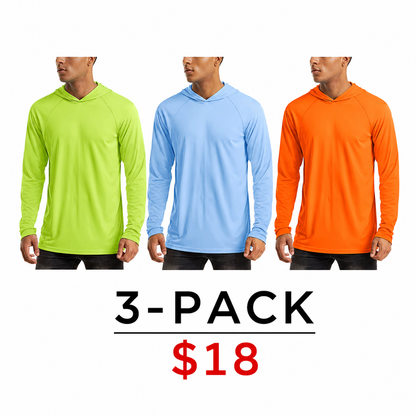 Men's Hooded UPF 50+ Long Sleeve Shirts Quick Dry Athletic Fishing Shirts Rash Guards