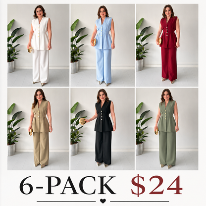 Pinstripe Pleated 2-Piece Blazer & Pants Set – Modern Fit