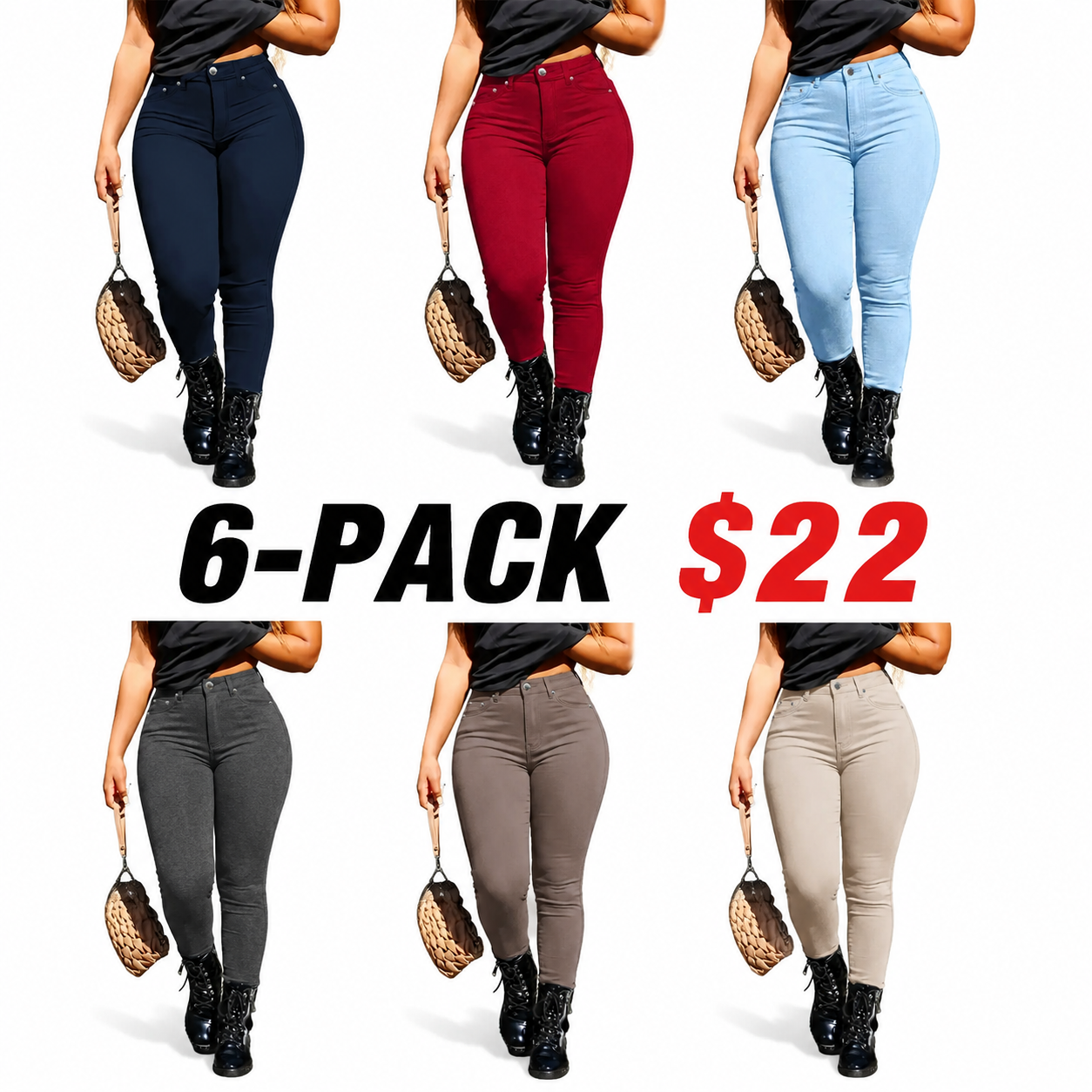 Women's Button-Fly Skinny Pants with Pockets