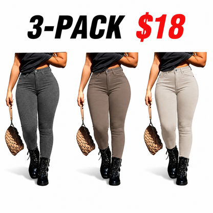 Women's Button-Fly Skinny Pants with Pockets