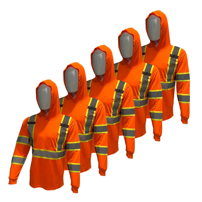 5 PACK SHIRT ST908 High Visibility Hoodie Long Sleeve Safety Shirt