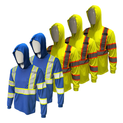 5 PACK SHIRT ST908 High Visibility Hoodie Long Sleeve Safety Shirt