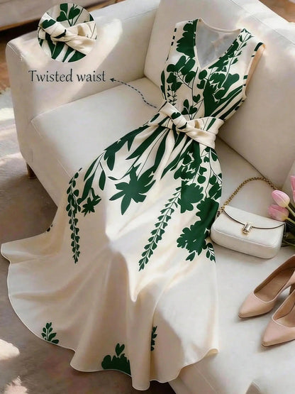 Women's Fashion Casual Chic Floral Print Sleeveless Dress