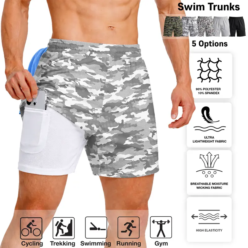 Men’s 7" Swim Trunks 2-in-1 with Compression Liner, Pockets