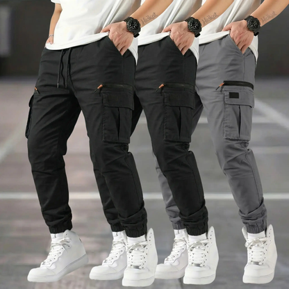Men’s outdoor cargo pants, 3-pack — American casual straight-leg tapered harem long pants